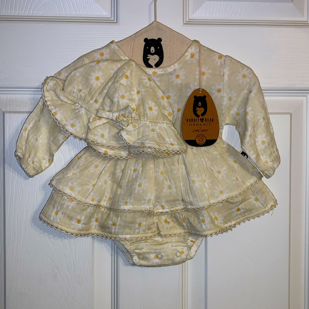 Rabbit + Bear Onesie/dress with Hat